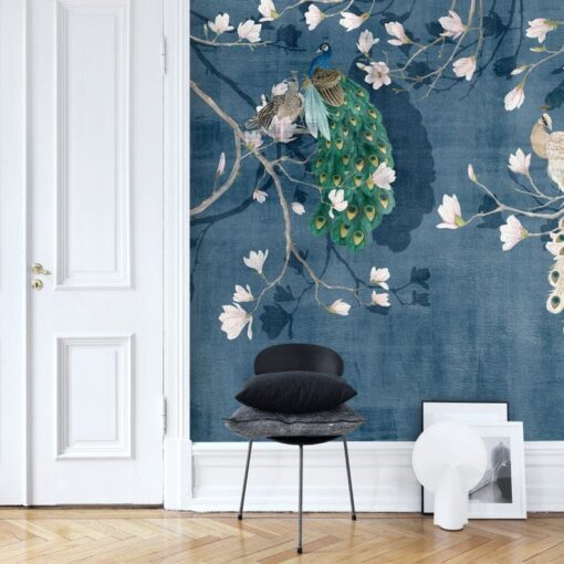 Stylish Peacock Wallpaper Floral Wallmural - Image 2