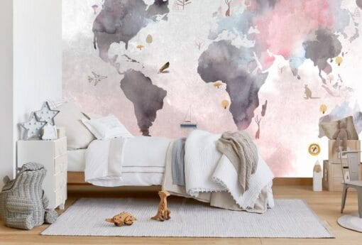 Watercolor Effect Map Wallpaper Wallmural - Image 3