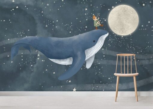 Whale And Kid Dream Night Wallpaper Wallmural - Image 4