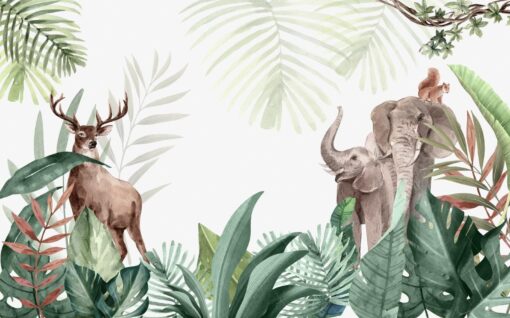 Tropic Elephants & Deer Mural - Image 2