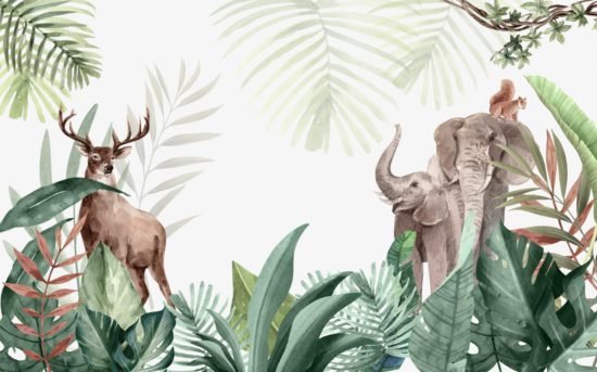 Tropical Elephants Tropic Elephants & Deer Mural Tropic Elephants & Deer Mural