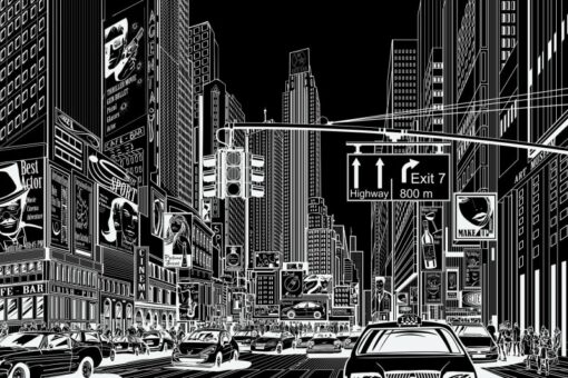 Cartoon City Mural - Black - Image 2