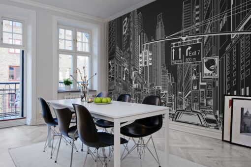 Cartoon City Mural - Black