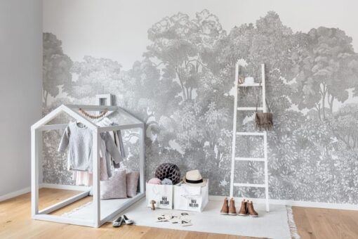 Bellewood, Grey Toile Wallmural - Premium