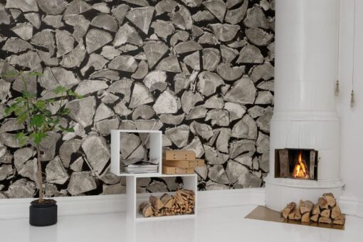 Woodpile Wallmural - Premium