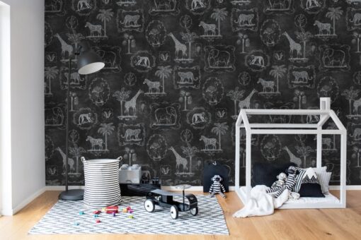 Animal Party, Blackboard Wallmural - Premium