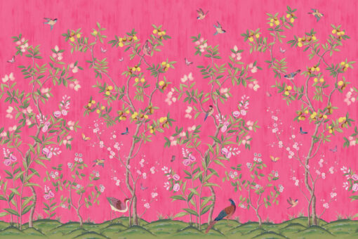 Chinoiserie Chic, Fuchsia Wallmural - Premium - Image 2