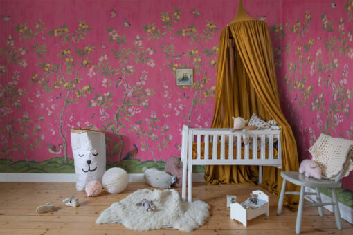 Chinoiserie Chic, Fuchsia Wallmural - Premium