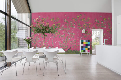 Chinoiserie Chic, Fuchsia Wallmural - Premium - Image 3