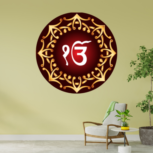 Ek Onkar - Circle Art - Red & Gold