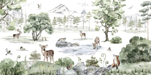 EW DC Deer Deer Forest Mural Deer Forest Mural