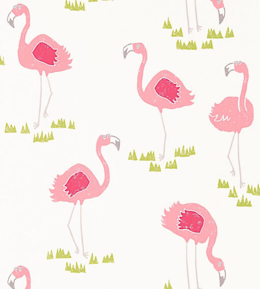 Felicity Flamingo Wallpaper - Blancmange / Chalk - Image 2