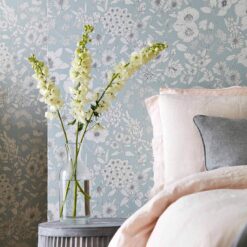 2 wallpaper floral light blue detail bedroom potting room at style library MAELEE MAELEE