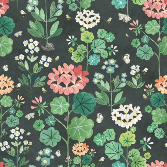 EW DC Sophies Charcoal Sophie’s Garden Wallpaper Sophie’s Garden Wallpaper