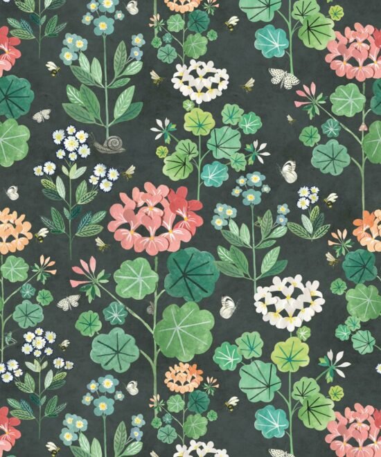 EW DC Sophies Charcoal Sophie’s Garden Wallpaper Sophie’s Garden Wallpaper