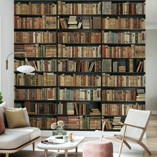 Bookshelf Mural - Black and Brown