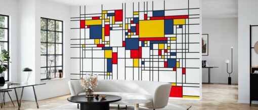 room38 5 Piet Mondrian Style World Map Mural Piet Mondrian Style World Map Mural