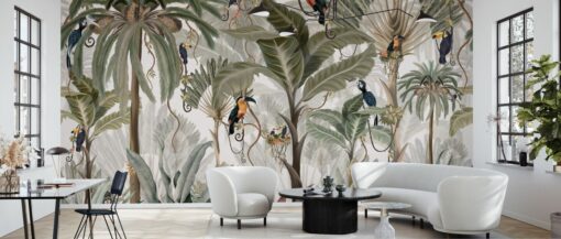 room40 1 Exotic Jungle Mural - Bright Exotic Jungle Mural - Bright