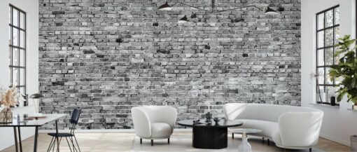 Stockholm Brick Wall Mural - Black and White