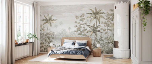 Tropical Shangri-La Mural - Sepia