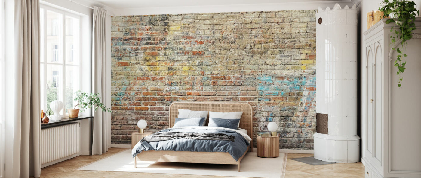 Worn Graffiti Brick Wall Mural | Evershine Wall