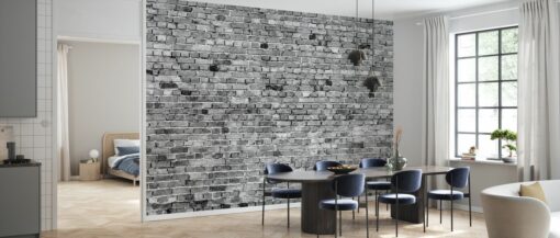 Stockholm Brick Wall Mural - Black and White - Image 3