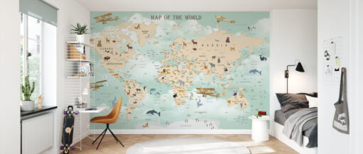 room49 2 Wildlife World Map Mural Wildlife World Map Mural