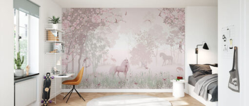 Unicorns in Dreamy Forest Mural - Image 3