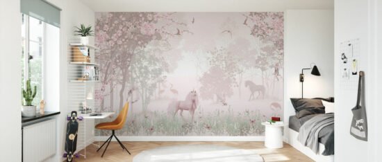 room49 6 Unicorns in Dreamy Forest Mural Unicorns in Dreamy Forest Mural