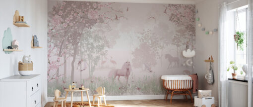 Unicorns in Dreamy Forest Mural