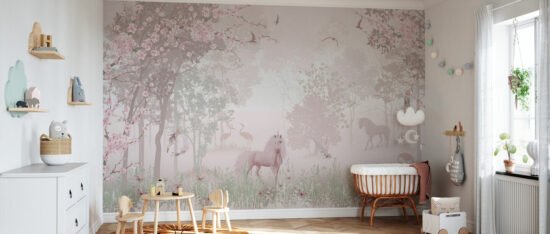 room53 3 Unicorns in Dreamy Forest Mural Unicorns in Dreamy Forest Mural