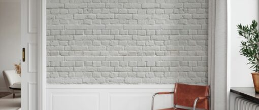 White Amsterdam Brick Wall Mural - Image 3