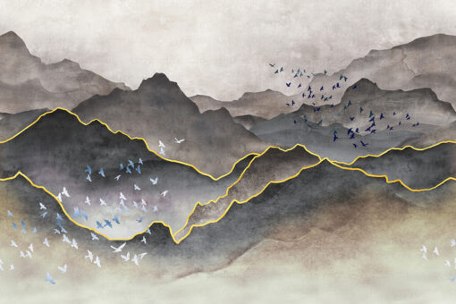 Mountains Design Mural - Grey - Image 2