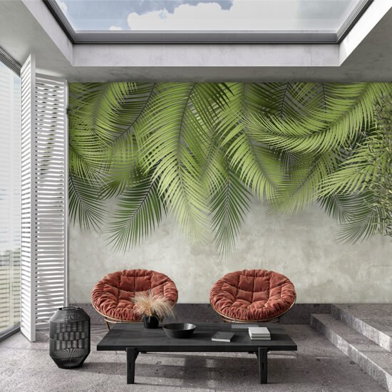 Interior 2 3 Palm Leaves Pattern Mural Wallpaper - Copper | FJ312-3 Palm Leaves Pattern Mural Wallpaper - Copper | FJ312-3