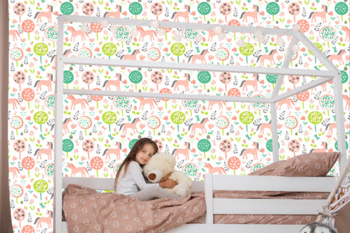 Enchanted Forest Unicorn Wallpaper – Whimsical Nature-Inspired Design for Kids - Image 3