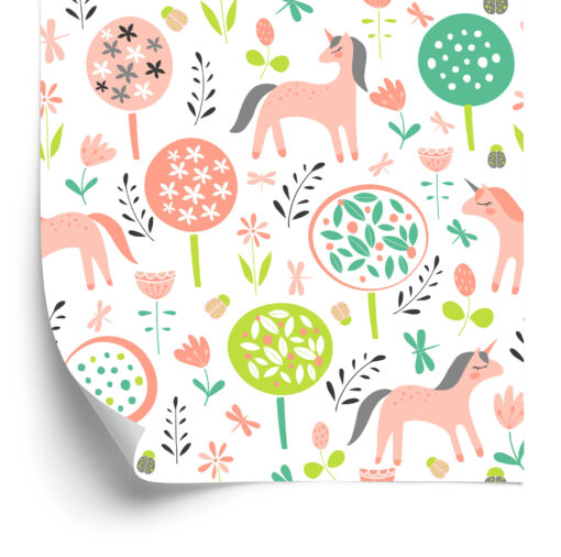 Enchanted Forest Unicorn Wallpaper – Whimsical Nature-Inspired Design for Kids - Image 5