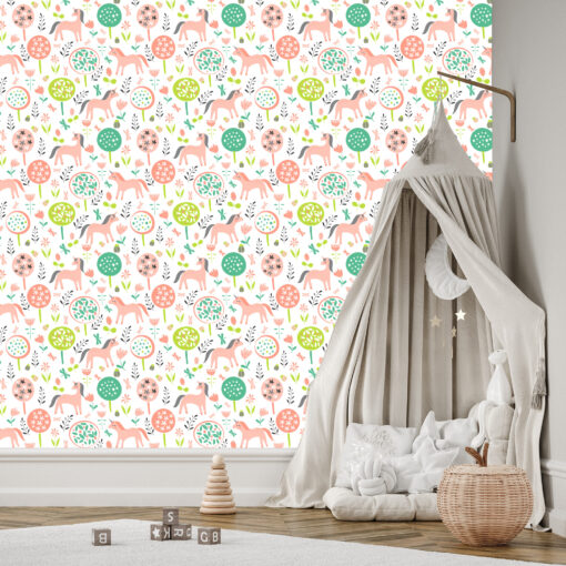 Enchanted Forest Unicorn Wallpaper – Whimsical Nature-Inspired Design for Kids