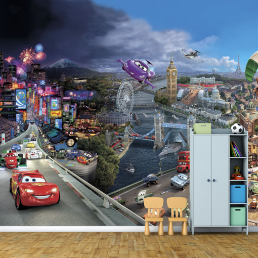 Disney Pixar Cars World Grand Prix Wall Mural – Lightning McQueen’s Global Race Adventure