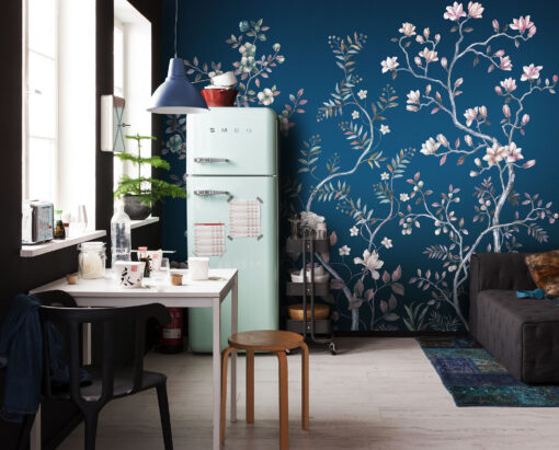 Midnight Blossom Botanical Mural