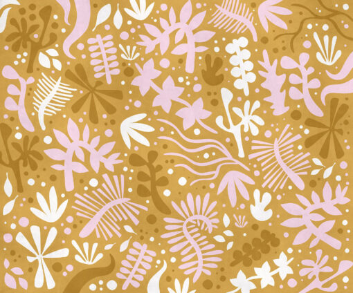 Botanical Pop Art Wallpaper (Pink & Mustard) - Image 3