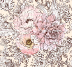 20 2 Vintage Floral Bouquet Wall Mural - Elegant Flower Wallpaper Vintage Floral Bouquet Wall Mural - Elegant Flower Wallpaper