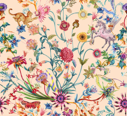 Whimsical Unicorn & Jungle Floral Kids Mural Wallpaper - Image 5