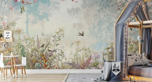 Enchanted Forest Kids Wallpaper, Whimsical Animal Wall Mural, Peel and Stick Playroom Decor - Image 4