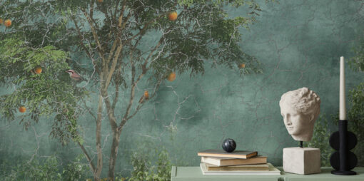 Rustic Tree Wall Mural, Cracked Wall Effect Wallpaper, Deep Forest Peel and Stick Decor - Image 2