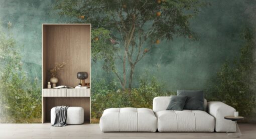 Rustic Tree Wall Mural, Cracked Wall Effect Wallpaper, Deep Forest Peel and Stick Decor - Image 5