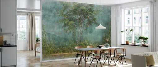Rustic Tree Wall Mural, Cracked Wall Effect Wallpaper, Deep Forest Peel and Stick Decor - Image 4