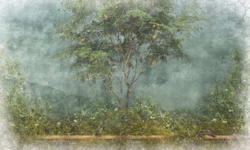 Rustic Tree Wall Mural, Cracked Wall Effect Wallpaper, Deep Forest Peel and Stick Decor - Image 3