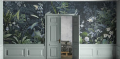 Midnight Botanical Wallpaper, Dark Floral Wall Mural, Elegant Peel and Stick Nature Decor
