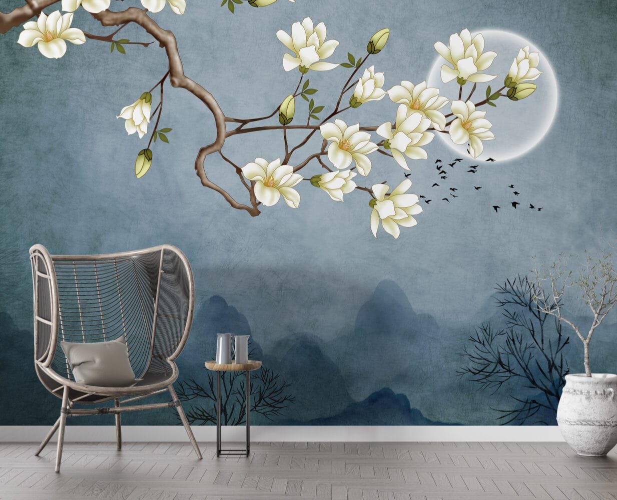 Almond Blossoms in Moonlight Wallpaper Wallmural