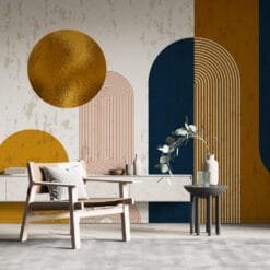 Alternative view of Modern Luxe Gold & Blue Abstract Wallpaper Wallmural